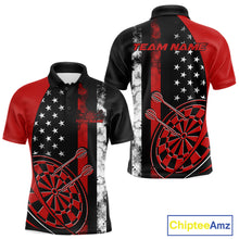Load image into Gallery viewer, Custom Red Thin Line US Flag Patriotic Dartboard Dart Men Polo Team Shirts, Dart Jerseys IPHW9644