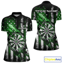 Load image into Gallery viewer, Custom Green Thunder Lightning Patriotic Dart Women Quarter-Zip Shirts, Dart Jerseys IPHW9654