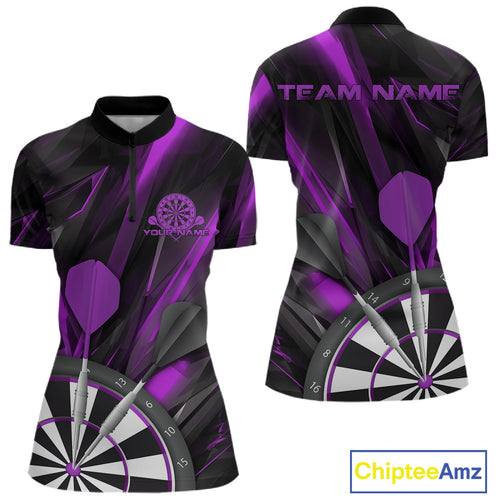 Custom Black And Purple Dart Jerseys, Dart Quarter-Zip Shirts For Women Team Jerseys IPHW9683