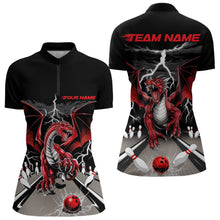 Load image into Gallery viewer, Custom Red Dragon On The Lane Bowling Women Quarter-Zip Shirts, Dragon Bowling Team Shirt IPHW9101