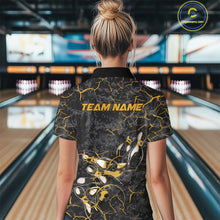 Load image into Gallery viewer, Custom Black And Yellow Camo Bowling Team Women Quarter-Zip Shirts, Bowling League Shirt IPHW9371