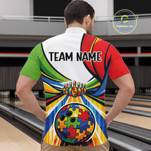 Load image into Gallery viewer, Custom Autism Awareness Bowling Men Quarter-Zip Shirts, Colorful Puzzles Bowling Team Shirt IPHW11194