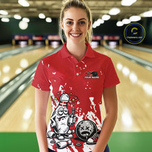 Load image into Gallery viewer, Red Custom Drunk Bowling Ball And Pin Funny Women Polo Shirt, Bowling And Beer Jersey IPHW11232