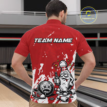 Load image into Gallery viewer, Red Custom Drunk Bowling Ball And Pin Funny Men Quarter-Zip Shirt, Bowling And Beer Jersey IPHW11232