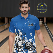 Load image into Gallery viewer, Blue Custom Drunk Bowling Ball And Pin Funny Men Polo Shirt, Bowling And Beer Jersey IPHW11233