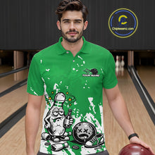 Load image into Gallery viewer, Green Custom Drunk Bowling Ball And Pin Funny Men Polo Shirt, Bowling And Beer Jersey IPHW11236