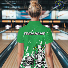 Load image into Gallery viewer, Green Custom Drunk Bowling Ball And Pin Funny Women Quarter-Zip Shirt, Bowling And Beer IPHW11236