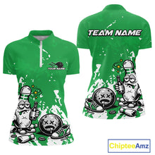 Load image into Gallery viewer, Green Custom Drunk Bowling Ball And Pin Funny Women Quarter-Zip Shirt, Bowling And Beer IPHW11236