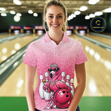Load image into Gallery viewer, Sassy Classy Flamingo Queen Custom Women Bowling Polo Shirts, Slay Ladies Outfits IPHW11024