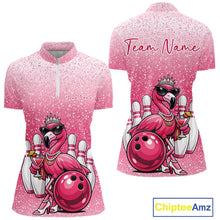 Load image into Gallery viewer, Sassy Classy Flamingo Queen Custom Women Bowling Quarter-Zip Shirts, Slay Ladies Outfits IPHW11024