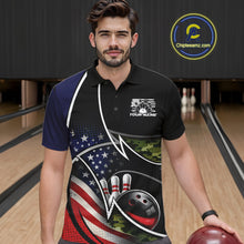 Load image into Gallery viewer, Custom Patriotic US Flag Bowling Team Shirts, Freedom Military Camo Men Bowling Jerseys IPHW10531