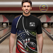 Load image into Gallery viewer, Custom Patriotic US Flag Bowling Team Shirts, Freedom Military Camo Men Bowling Jerseys IPHW10531