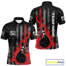 Load image into Gallery viewer, Custom Grunge Vintage Red Thin Line US Flag Patriotic Men Polo Bowling Team Shirts IPHW10169
