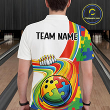 Load image into Gallery viewer, Custom Autism Awareness Bowling Men Polo Shirt, Colorful Puzzles Bowling Jersey IPHW11195