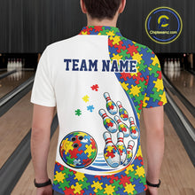 Load image into Gallery viewer, Custom Colorful Puzzles Autism Awareness Bowling Men Polo Shirt, Autism Acceptance Shirt IPHW11200