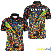 Load image into Gallery viewer, Custom Autism Awareness Butterfly Bowling Team Men Polo Shirt, Puzzles Bowling Jersey IPHW11214