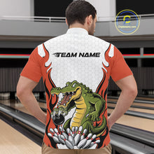Load image into Gallery viewer, Custom Funny Alligator Bowling Men Quarter-Zip Shirt, Alligator Orange Bowling Team League Shirt IPHW10686