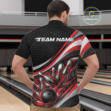 Load image into Gallery viewer, Custom Red Flame Bowling Men Quarter-Zip Shirt, Bowling Team League Shirt Bowler Jerseys IPHW11226