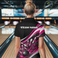Load image into Gallery viewer, Custom Pink Flame Bowling Women Quarter-Zip Shirt, Bowling Team League Shirt Jerseys IPHW11230