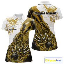 Load image into Gallery viewer, Custom Yellow Flame Bowling Women Polo Shirt, Bowling Team League Shirt Bowler Jerseys IPHW11245