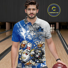 Load image into Gallery viewer, Custom Angry Bowling Ball And Pin Fight Funny Shirt, Blue Bowling And Beer Shirt IPHW11251