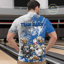 Load image into Gallery viewer, Custom Angry Bowling Ball And Pin Fight Funny Shirt, Blue Bowling And Beer Shirt IPHW11251