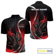 Load image into Gallery viewer, Custom Red Flame Bowling Men Jerseys, Bowling Team League Shirt Bowlers Jerseys IPHW11300