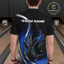Load image into Gallery viewer, Custom Blue Flame Bowling Men Jerseys, Bowling Team League Shirt Bowlers Jerseys IPHW11301