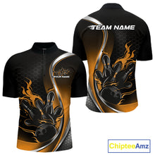 Load image into Gallery viewer, Custom Yellow Flame Bowling Men Jerseys, Bowling Team League Shirt Bowlers Jerseys IPHW11302