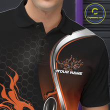 Load image into Gallery viewer, Custom Orange Flame Bowling Men Jerseys, Bowling Team League Shirt Bowlers Jerseys IPHW11303