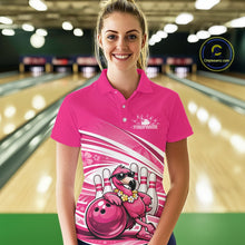 Load image into Gallery viewer, Funny Flamingo Custom Bowling Women Polo Shirt, Summer Vibe Bowling Tournament Shirt IPHW11023