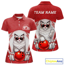 Load image into Gallery viewer, Custom Cool Ragdoll Cat With Funny Gesture Bowling Women Polo Shirt, Bowling Team Outfit IPHW11048