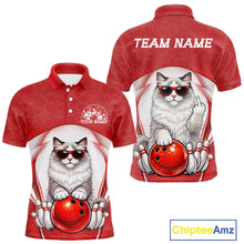 Load image into Gallery viewer, Custom Cool Ragdoll Cat With Funny Gesture Bowling Men Polo Shirt, Bowling Team Outfit IPHW11048
