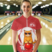 Load image into Gallery viewer, Custom Cool British Shorthair Cat With Funny Gesture Bowling Women Shirt, Team Outfit IPHW11050