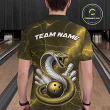Load image into Gallery viewer, Custom Yellow Lightning Cobra Bowling Men Polo Shirt, Bowling Tournament Team Shirt IPHW11079