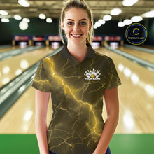 Load image into Gallery viewer, Custom Yellow Lightning Cobra Bowling Women Polo Shirt, Bowling Tournament Team Shirt IPHW11079