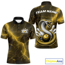 Load image into Gallery viewer, Custom Yellow Lightning Cobra Bowling Men Polo Shirt, Bowling Tournament Team Shirt IPHW11079