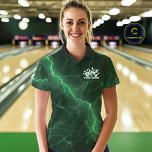 Load image into Gallery viewer, Custom Green Lightning Cobra Bowling Women Polo Shirt, Bowling Tournament Team Shirt IPHW11080