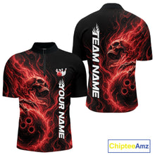 Load image into Gallery viewer, Custom Red Flame Skull Bowling Men Quarter-Zip Shirts, Gothic Halloween Team Bowling Outfit IPHW11387
