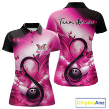 Load image into Gallery viewer, Custom Hope Pink Ribbon Butterfly Bowling Women Team Shirt,Breast Cancer Bowling Shirt IPHW11116