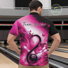 Load image into Gallery viewer, Custom Hope Pink Ribbon Butterfly Bowling Men Team Shirt,Breast Cancer Bowling Shirt IPHW11116