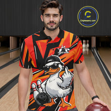 Load image into Gallery viewer, Custom Funny White Duck Bowling Team Men Polo Shirt, Orange Duck Bowling Jerseys IPHW11118