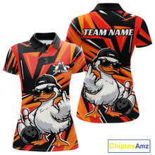 Load image into Gallery viewer, Custom Funny White Duck Bowling Team Women Polo Shirt, Orange Duck Bowling Jerseys IPHW11118