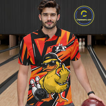 Load image into Gallery viewer, Custom Funny Yellow Duck Bowling Team Men Polo Shirt, Orange Duck Bowling Jerseys IPHW11119