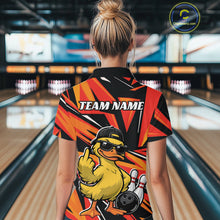 Load image into Gallery viewer, Custom Funny Yellow Duck Bowling Team Women Polo Shirt, Orange Duck Bowling Jerseys IPHW11119