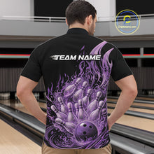 Load image into Gallery viewer, Custom Purple Fire Flame Bowling Men Quarter-Zip Shirts, Bowling Team League Shirt IPHW11140