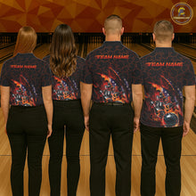 Load image into Gallery viewer, Custom Patriotic Flame Men Bowling Team Shirt, US Flag Bowling League Team Shirt IPHW10192