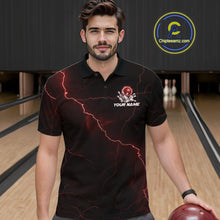 Load image into Gallery viewer, Custom Red Thunder Lightning Flame Bowling Ball Men Bowling Team Shirt Bowler Outfit IPHW10672