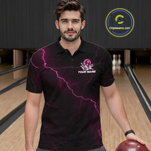 Load image into Gallery viewer, Custom Pink Thunder Lightning Flame Bowling Ball Men Bowling Team Shirt Bowler Outfit IPHW10673