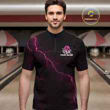 Load image into Gallery viewer, Custom Pink Thunder Lightning Flame Bowling Ball Men Bowling Team Shirt Bowler Outfit IPHW10673